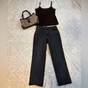 Brown Signature Coach Satchel Bag, with Silver Hardware